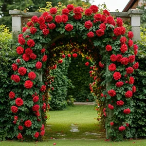 Роза плетистая Алый Триумф купить по цене от 319р. в интернет-магазине «Посадика» с доставкой почтой в в Трубчевске и по всей России – [изображение №1].